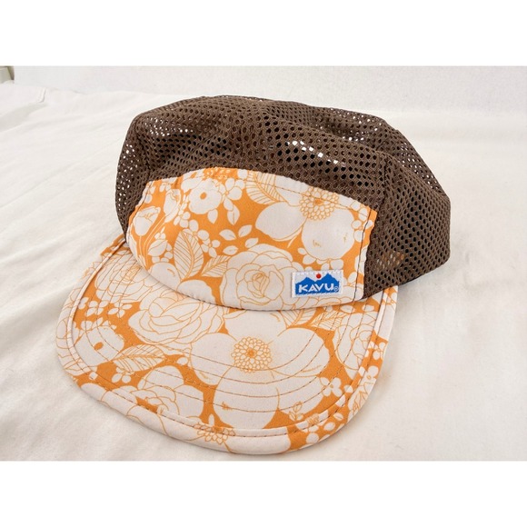 Kavu Other - KAVU Mesh Strapback Hat Floral Orange Brown Mesh Outdoor Hiking Cap